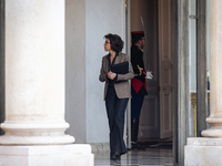 Rachida Dati, Minister for Culture and Heritage, is seen at the end of the council of the French ministers in the main courtyard of the Elys...