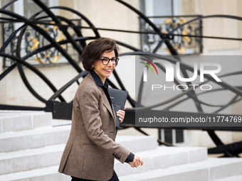 Rachida Dati, Minister for Culture and Heritage, is seen at the end of the council of the French ministers in the main courtyard of the Elys...