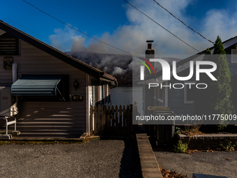 The Jennings Creek Wildfire burns near Greenwood Lake, NY, U.S., on November 13, 2024. The fire burns roughly 5000 acres with fire crews and...