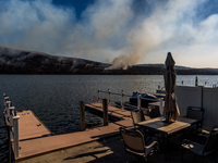 The Jennings Creek Wildfire burns near Greenwood Lake, NY, U.S., on November 13, 2024. The fire burns roughly 5000 acres with fire crews and...