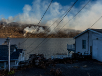 The Jennings Creek Wildfire burns near Greenwood Lake, NY, U.S., on November 13, 2024. The fire burns roughly 5000 acres with fire crews and...