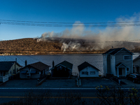 The Jennings Creek Wildfire burns near Greenwood Lake, NY, U.S., on November 13, 2024. The fire burns roughly 5000 acres with fire crews and...