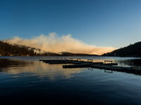 The Jennings Creek Wildfire burns near Greenwood Lake, NY, U.S., on November 13, 2024. The fire burns roughly 5000 acres with fire crews and...