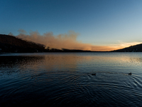 The Jennings Creek Wildfire burns near Greenwood Lake, NY, U.S., on November 13, 2024. The fire burns roughly 5000 acres with fire crews and...