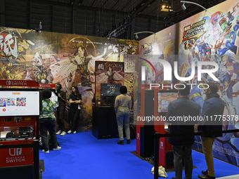 Japanese video-games distributor Capcom shows the games at its stand at the ''Paris Games Week'' video-game fair in Paris, France, on Octobe...