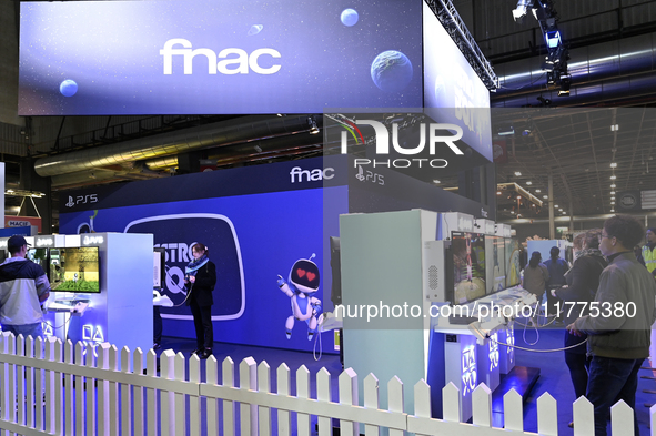 The French video games distributor FNAC shows the game ''Astro Bot,'' developed by Team Asobi and published by SONY, on the ''PS5'' at its s...