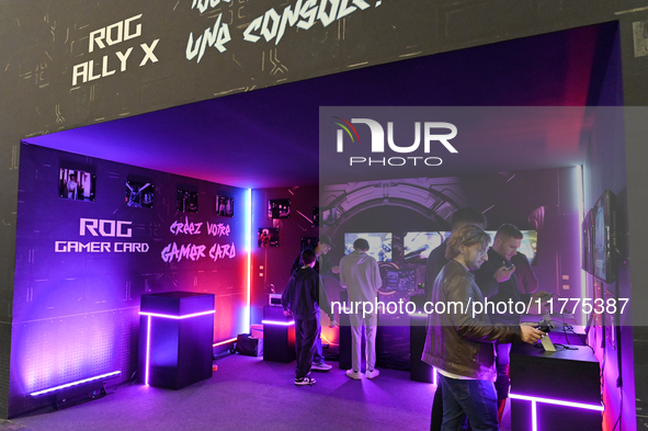 The brand ROG ''Republic Of Gamers'' shows its new console ''Ally X'' at the ''Paris Games Week'' video-game fair in Paris, France, on Octob...