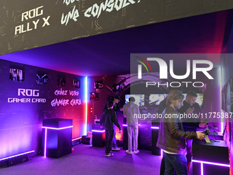 The brand ROG ''Republic Of Gamers'' shows its new console ''Ally X'' at the ''Paris Games Week'' video-game fair in Paris, France, on Octob...