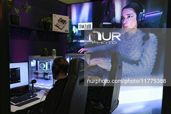 The Californian brand NZXT shows its high-performance gaming PCs at the ''Paris Games Week'' video-game fair in Paris, France, on October 22...