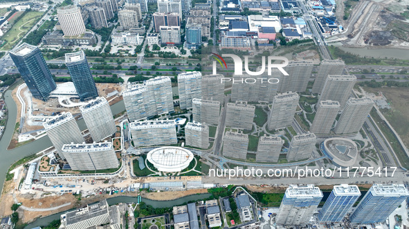 An aerial photo shows community construction in Zhoushan City, Zhejiang Province, China, on November 14, 2024. 