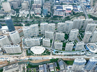 An aerial photo shows community construction in Zhoushan City, Zhejiang Province, China, on November 14, 2024. (