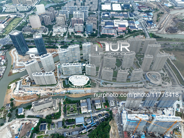 An aerial photo shows community construction in Zhoushan City, Zhejiang Province, China, on November 14, 2024. 