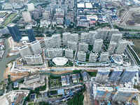 An aerial photo shows community construction in Zhoushan City, Zhejiang Province, China, on November 14, 2024. (