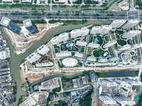 An aerial photo shows community construction in Zhoushan City, Zhejiang Province, China, on November 14, 2024. (