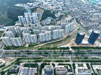 An aerial photo shows community construction in Zhoushan City, Zhejiang Province, China, on November 14, 2024. (