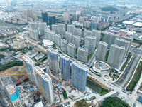 An aerial photo shows community construction in Zhoushan City, Zhejiang Province, China, on November 14, 2024. (