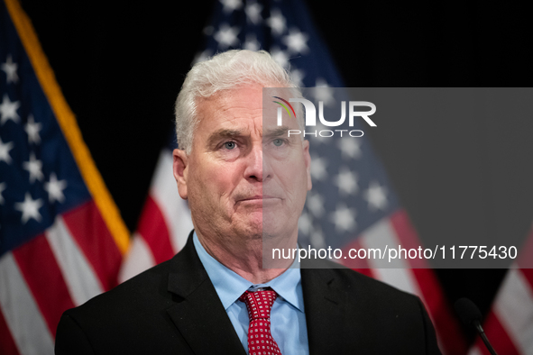 Houe Majority Whip Tom Emmer (R-MN) speaks at a press conference with House Republican leaders following caucus elections on Capitol Hill in...