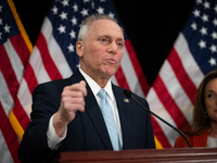 House Majority Leader Steve Scalise (R-LA) speaks at a press conference with House Republican leaders following caucus elections on Capitol...