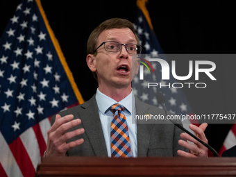 Main Street Caucus chair Dusty Johnson (R-SD) speaks during a press conference with House Republican leaders following caucus elections on C...