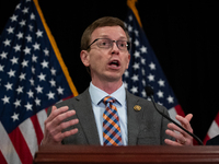 Main Street Caucus chair Dusty Johnson (R-SD) speaks during a press conference with House Republican leaders following caucus elections on C...