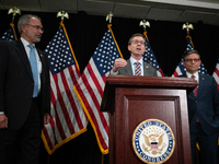 Main Street Caucus chair Dusty Johnson (R-SD) speaks during a press conference with House Republican leaders following caucus elections on C...