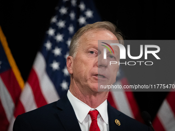 House Republican Policy Chair Kevin Hern (R-OK) speaks at a press conference with House Republican leaders following caucus elections on Cap...