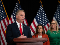 House Republican Policy Chair Kevin Hern (R-OK) speaks at a press conference with House Republican leaders following caucus elections on Cap...