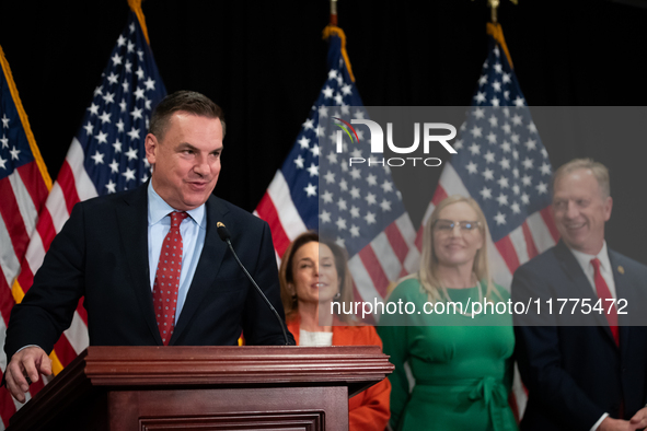 National Republican Congressional Committee chair Richard Hudson (R-NC) speaks during a press conference with House Republican leaders follo...