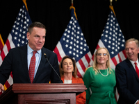 National Republican Congressional Committee chair Richard Hudson (R-NC) speaks during a press conference with House Republican leaders follo...