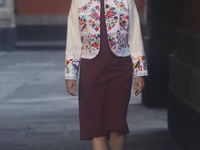 Claudia Sheinbaum (white jacket), President of Mexico, is at the National Palace in Mexico City, Mexico, during the announcement of the next...