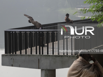 People exercise on World Diabetes Day in Dhaka, Bangladesh, on November 14, 2024. (