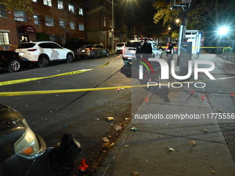 Three men are shot in the Morris Heights section of Bronx, New York, United States, on November 13, 2024. At approximately 10:16 p.m. Wednes...