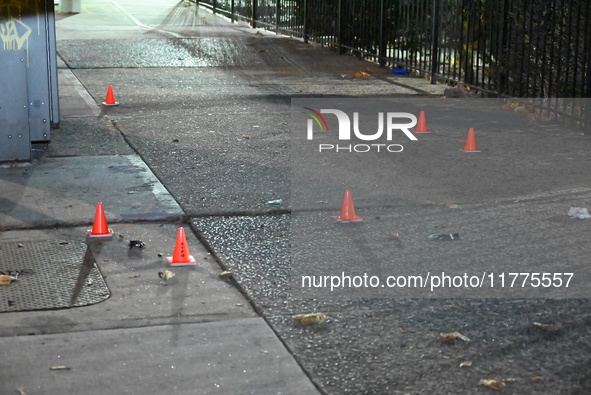 Three men are shot in the Morris Heights section of Bronx, New York, United States, on November 13, 2024. At approximately 10:16 p.m. Wednes...