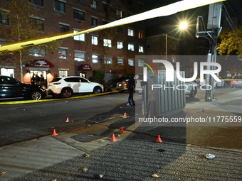 Three men are shot in the Morris Heights section of Bronx, New York, United States, on November 13, 2024. At approximately 10:16 p.m. Wednes...