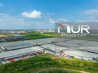 An aerial photo shows JD Asia No.1 Changfeng Logistics Park in Hefei, Anhui province, China, on July 25, 2024. (