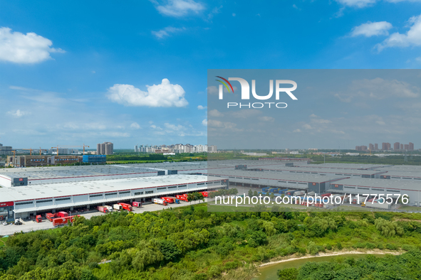 An aerial photo shows JD Asia No.1 Changfeng Logistics Park in Hefei, Anhui province, China, on July 25, 2024. 