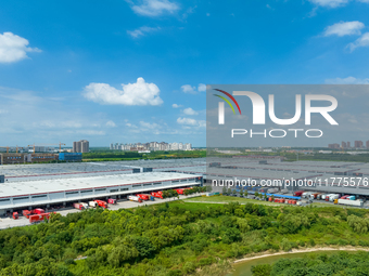 An aerial photo shows JD Asia No.1 Changfeng Logistics Park in Hefei, Anhui province, China, on July 25, 2024. (