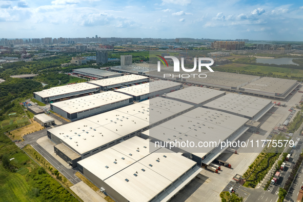 An aerial photo shows JD Asia No.1 Changfeng Logistics Park in Hefei, Anhui province, China, on July 25, 2024. 