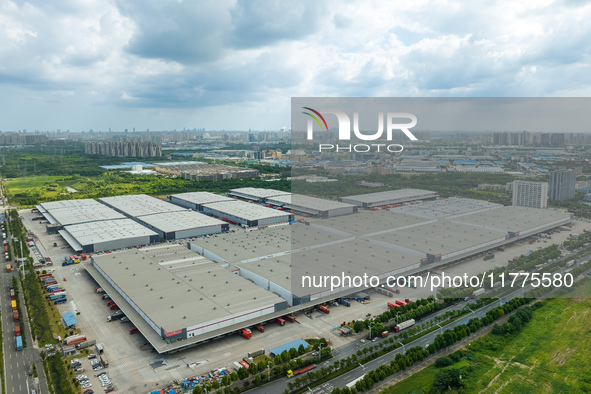 An aerial photo shows JD Asia No.1 Changfeng Logistics Park in Hefei, Anhui province, China, on July 25, 2024. 