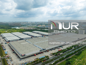 An aerial photo shows JD Asia No.1 Changfeng Logistics Park in Hefei, Anhui province, China, on July 25, 2024. (