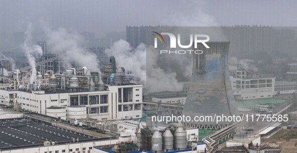 A photo taken on November 14, 2024, shows an alkali plant at the Beijing-Hangzhou Grand Canal in Huai'an, Jiangsu province, China. 