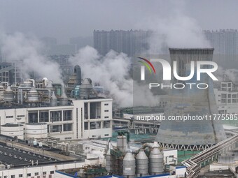 A photo taken on November 14, 2024, shows an alkali plant at the Beijing-Hangzhou Grand Canal in Huai'an, Jiangsu province, China. (