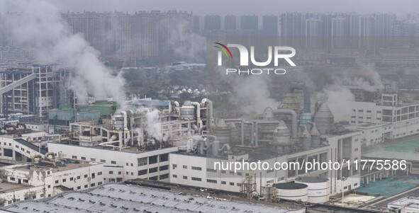 A photo taken on November 14, 2024, shows an alkali plant at the Beijing-Hangzhou Grand Canal in Huai'an, Jiangsu province, China. 