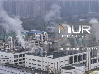 A photo taken on November 14, 2024, shows an alkali plant at the Beijing-Hangzhou Grand Canal in Huai'an, Jiangsu province, China. (