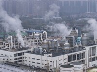 A photo taken on November 14, 2024, shows an alkali plant at the Beijing-Hangzhou Grand Canal in Huai'an, Jiangsu province, China. (