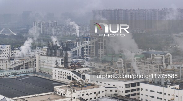 A photo taken on November 14, 2024, shows an alkali plant at the Beijing-Hangzhou Grand Canal in Huai'an, Jiangsu province, China. 