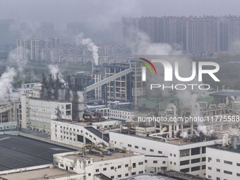 A photo taken on November 14, 2024, shows an alkali plant at the Beijing-Hangzhou Grand Canal in Huai'an, Jiangsu province, China. (