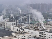 A photo taken on November 14, 2024, shows an alkali plant at the Beijing-Hangzhou Grand Canal in Huai'an, Jiangsu province, China. (