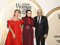 (L-R) Samantha Barry, Farah Slim, and Javier Esteban attend the red carpet for Glamour Women of The Year 2024 at the Four Seasons Hotel in M...