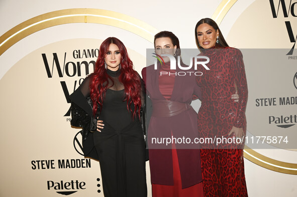 (L-R) Dulce Maria Espinosa, Farah Slim, and Galilea Montijo attend the red carpet for Glamour Women of The Year 2024 at the Mexico City Four...